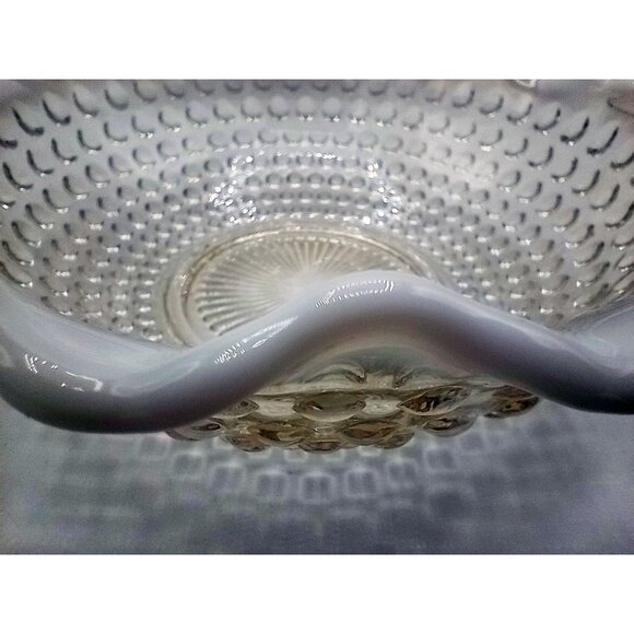Hobnail Moonstone Ruffled Serving Bowl Dish Milk Rim Candy Depression Glass 6.5" - Picture 6 of 16
